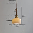 GobekUsa Adjustable LED Pendant Lights Ash Wood White Ceramic Modern Hanging Lamp
