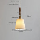 GobekUsa Adjustable LED Pendant Lights Ash Wood White Ceramic Modern Hanging Lamp
