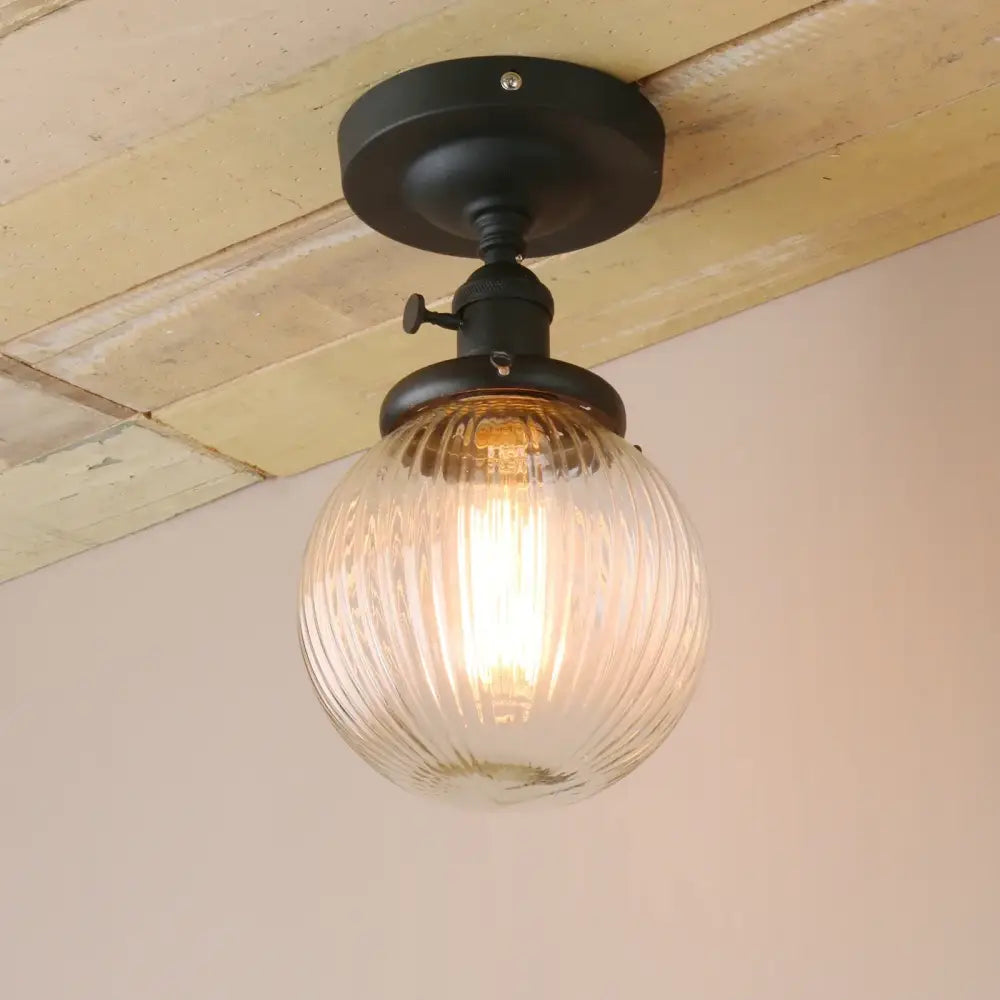 GobekUsa Glass Globe Semi Flush Mount Ceiling Light Fixture, photo 2 of 10