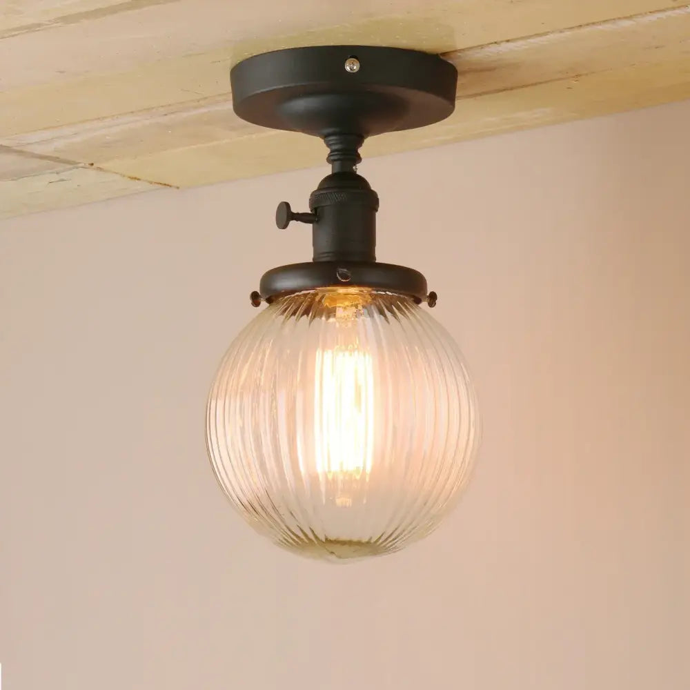 GobekUsa Glass Globe Semi Flush Mount Ceiling Light Fixture, photo 3 of 10