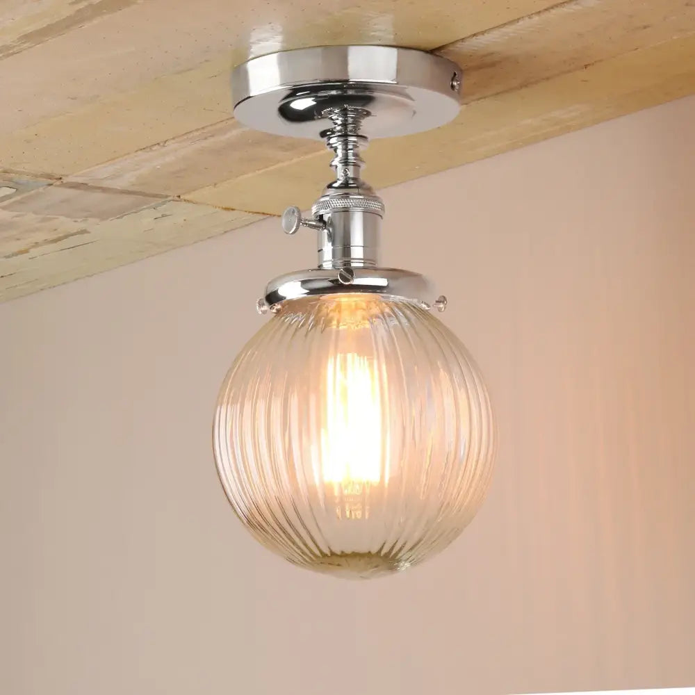 GobekUsa Glass Globe Semi Flush Mount Ceiling Light Fixture, photo 8 of 10