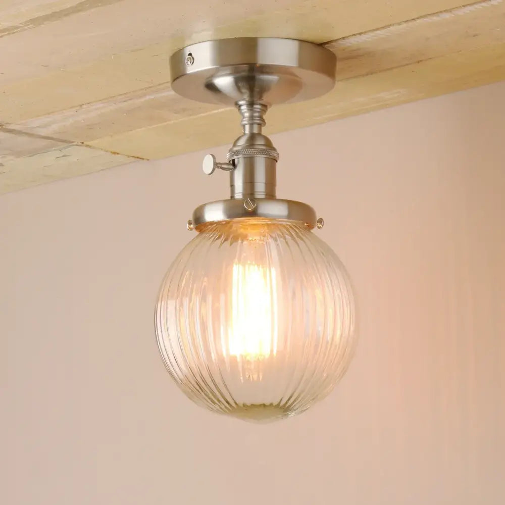 GobekUsa Glass Globe Semi Flush Mount Ceiling Light Fixture, photo 7 of 10