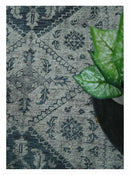 Hand Knotted Wool Serapi Vintage Area Rug Silver Gray Distressed by The Rug Decor