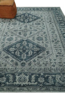 Hand Knotted Wool Serapi Vintage Area Rug Silver Gray Distressed by The Rug Decor