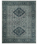 Vintage Style Distressed Traditional Hand Knotted Serapi Silver and Gray Multi Size Area Rug