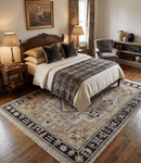 Camel Hand Knotted Wool Area Rug - Vintage Distressed Heriz Style