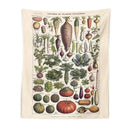 Vintage earth tone botanical plant chart tapestry kitchen wall art by Decorbites