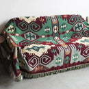 GobekUsa Bohemian Cotton Plaid Sofa Blanket - Anti-Slip Knitted Decorative Home Cover