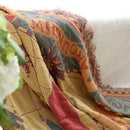 GobekUsa Bohemian Cotton Plaid Sofa Blanket - Anti-Slip Knitted Decorative Home Cover