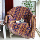 GobekUsa Bohemian Cotton Plaid Sofa Blanket - Anti-Slip Knitted Decorative Home Cover