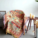 GobekUsa Bohemian Cotton Plaid Sofa Blanket - Anti-Slip Knitted Decorative Home Cover