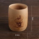 Vintage engraved bamboo drinking cup set dining room tea drinkware by Decorbites