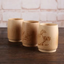 Vintage engraved bamboo drinking cup set dining room tea drinkware by Decorbites