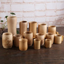 Vintage engraved bamboo drinking cup set dining room tea drinkware by Decorbites