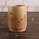 Vintage engraved bamboo drinking cup set dining room tea drinkware by Decorbites