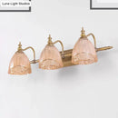 GobekUsa Modern Floral Wall Sconce with Amber Glass, Brass Finish, 2/3 Bulbs - 16.5"/24.5" W