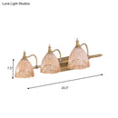 GobekUsa Modern Floral Wall Sconce with Amber Glass, Brass Finish, 2/3 Bulbs - 16.5"/24.5" W