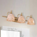 GobekUsa Modern Floral Wall Sconce with Amber Glass, Brass Finish, 2/3 Bulbs - 16.5"/24.5" W