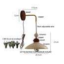 GobekUsa Ceramic LED Wall Light Copper Pull Chain Wood Base Modern Bedside Lamp
