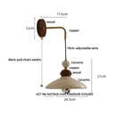 GobekUsa Ceramic LED Wall Light Copper Pull Chain Wood Base Modern Bedside Lamp