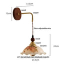 GobekUsa Ceramic LED Wall Light Copper Pull Chain Wood Base Modern Bedside Lamp