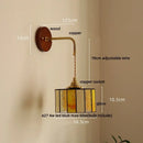 GobekUsa Ceramic LED Wall Light Copper Pull Chain Wood Base Modern Bedside Lamp