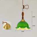 GobekUsa Cracked Glass Copper Wooden Pendant Light for Home Indoor Living Room