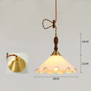 GobekUsa Cracked Glass Copper Wooden Pendant Light for Home Indoor Living Room