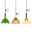 GobekUsa Cracked Glass Copper Wooden Pendant Light for Home Indoor Living Room