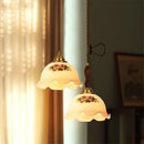 GobekUsa Cracked Glass Copper Wooden Pendant Light for Home Indoor Living Room