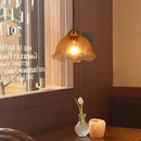 GobekUsa Cracked Glass Copper Wooden Pendant Light for Home Indoor Living Room