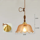 GobekUsa Cracked Glass Copper Wooden Pendant Light for Home Indoor Living Room