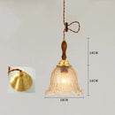 GobekUsa Cracked Glass Copper Wooden Pendant Light for Home Indoor Living Room