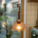 GobekUsa Cracked Glass Copper Wooden Pendant Light for Home Indoor Living Room