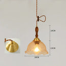 GobekUsa Cracked Glass Copper Wooden Pendant Light for Home Indoor Living Room