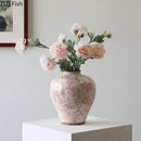 GobekUsa Cracked Texture Blue & White Porcelain Vase Room Decoration & Flower Pot