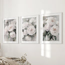 Romantic White Flower 3 Piece Wall Art. Peony Painting Print by Wall Art Set