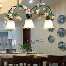 GobekUsa White Glass Island Light - Elegant American Rose Restaurant Suspension Fixture