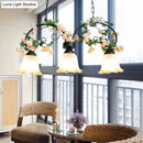 GobekUsa White Glass Island Light - Elegant American Rose Restaurant Suspension Fixture