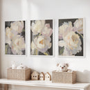 Moody Pink and White Peonies Art. Floral Set of 3 Prints by Wall Art Set