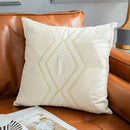 Vintage geometric ivory cushion cover living room gold embroidery by Decorbites