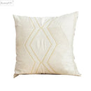 Vintage geometric ivory cushion cover living room gold embroidery by Decorbites