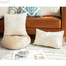 Vintage geometric ivory cushion cover living room gold embroidery by Decorbites