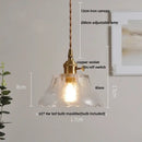 GobekUsa Glass Copper LED Pendant Lamp with Wire Adjustment & Knob Switch