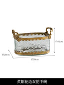 GobekUsa Brass & Carved Glass Jewelry Makeup Pen Storage Box Dry Fruit Snack Plate