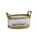GobekUsa Brass & Carved Glass Jewelry Makeup Pen Storage Box Dry Fruit Snack Plate