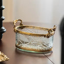 GobekUsa Brass & Carved Glass Jewelry Makeup Pen Storage Box Dry Fruit Snack Plate