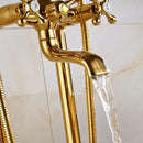 GobekUsa Gold Tub Sink Faucet with Handshower - Freestanding Bath Mixer Tap