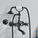 GobekUsa Golden Black Bathtub Faucet with Hand Shower and Rotate Spout