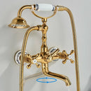 GobekUsa Golden Black Bathtub Faucet with Hand Shower and Rotate Spout